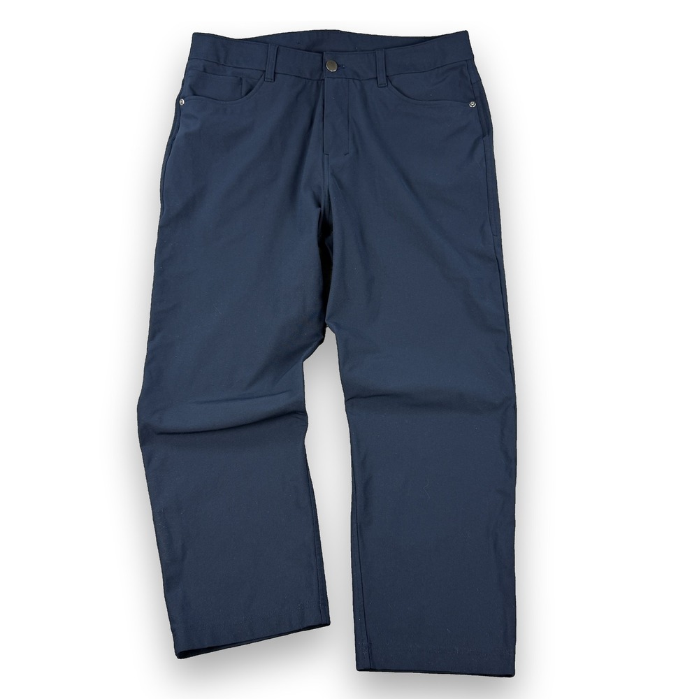 Lululemon ABC Pants Mens 32x25 Cropped Navy Blue 5 Pocket Tech Trousers LM5A01S